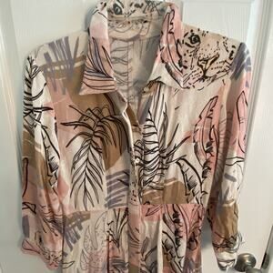 Taj By Sabrina Crippa Maxi Dress Womens Size Small Button Down Jungle Jaguar